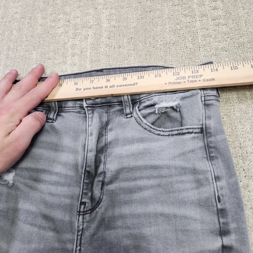American Eagle Jeans Women 6 Short Super Hi Rise Jegging Stretch Distressed Gray